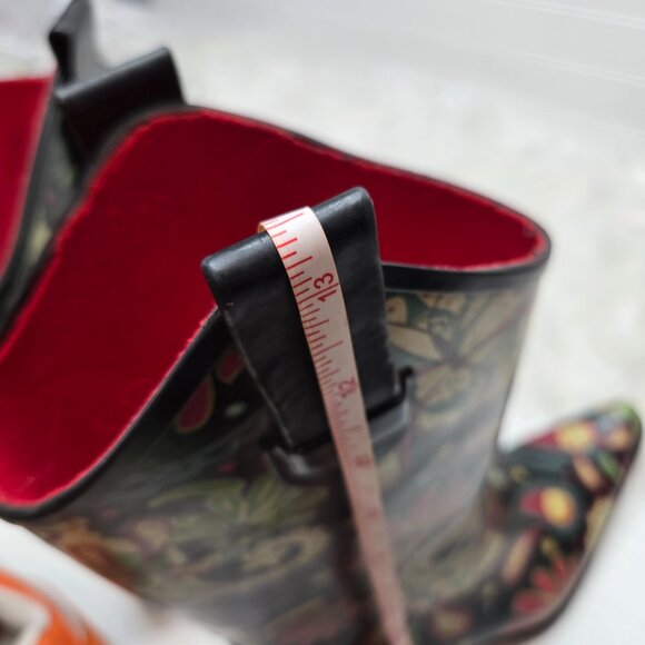 RIDE TEC Brown Paisley Floral Print Slip On Rubber Cowboy Rain Boots Sz 10 - Picture 10 of 10